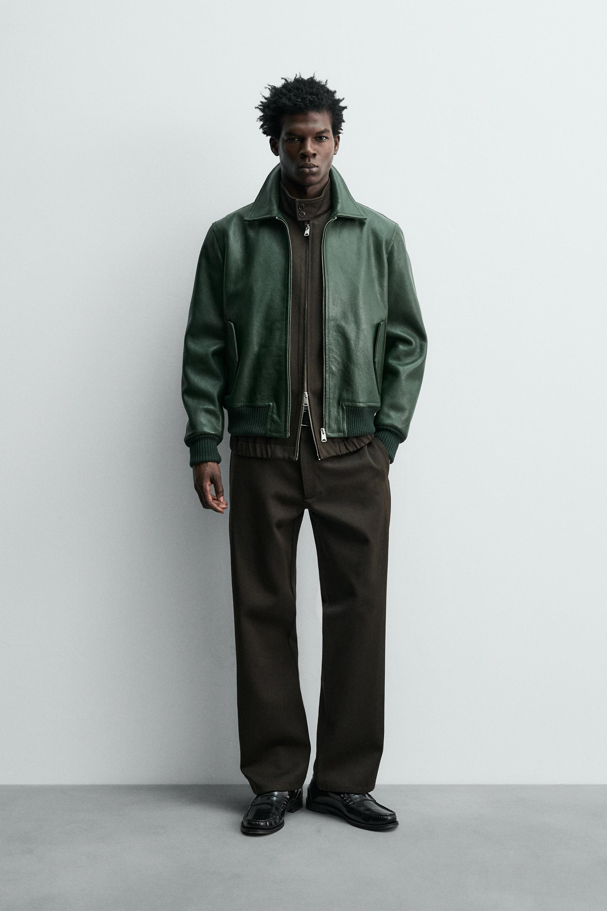 LEATHER BOMBER JACKET